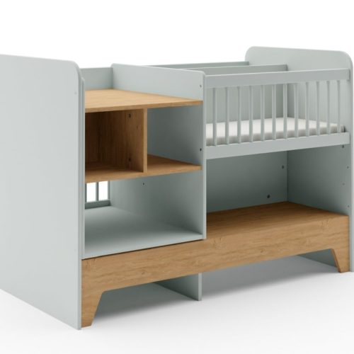 Berceau compact évolutif LOUNA vert sauge couleur tendance chambre bébé tendance moderne magasin de meuble à st pierre 97410 livraison la Réunion et France métropolitaine