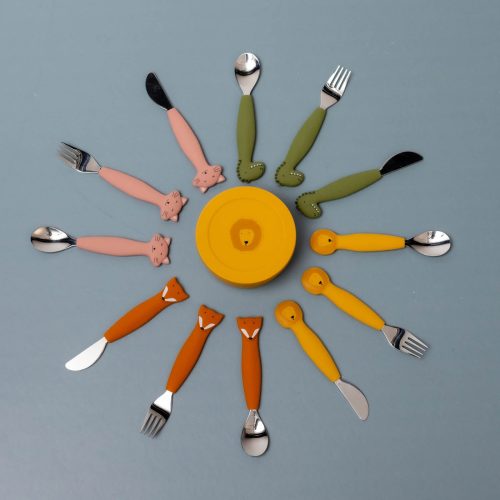 lot de 3 COUVERTS couteau fourchette cuillère d'apprentissage en silicone (Plusieurs modèles disponibles) revendeur officiel TRIXIE boutique pour enfant st pierre st denis sainte marie ile de la reunion 974 Trixie baby