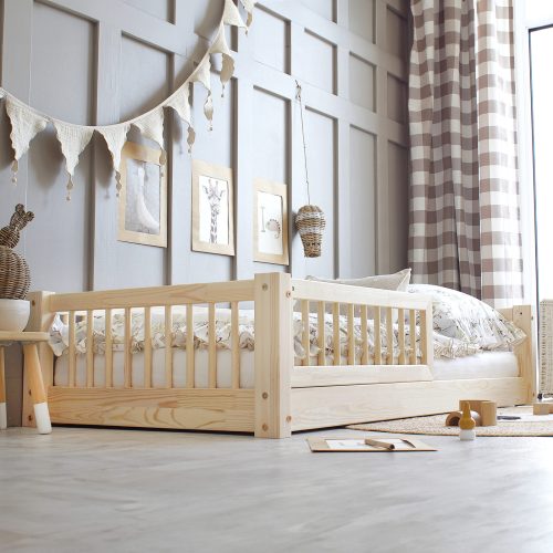 Lit Montessori avec barrière tendance scandinave boutique de meuble pour enfant lit sécurisé en bois massif saint pierre ile de la reunion 974