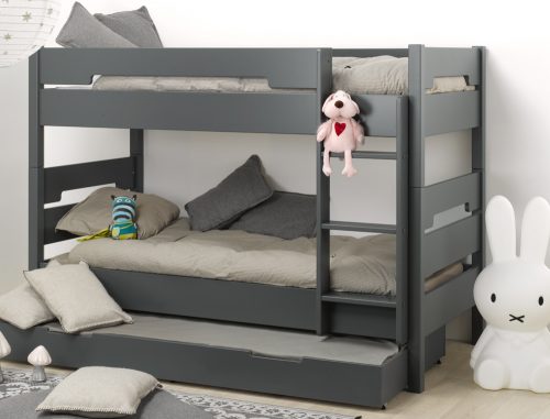 lit junior superposable gris avec tiroir