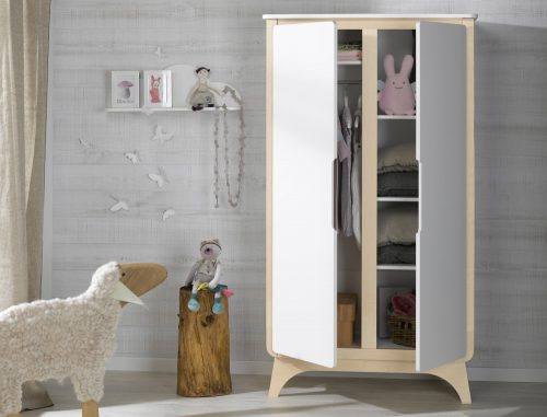 armoire 2 portes blanc bois de style scandinave ouverte