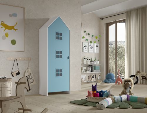 Armoire modulable avec une porte de couleur pour chambre bébé et enfant décoration de chambre et mobilier saint pierre reunion 974 livraison à domicile BLEU