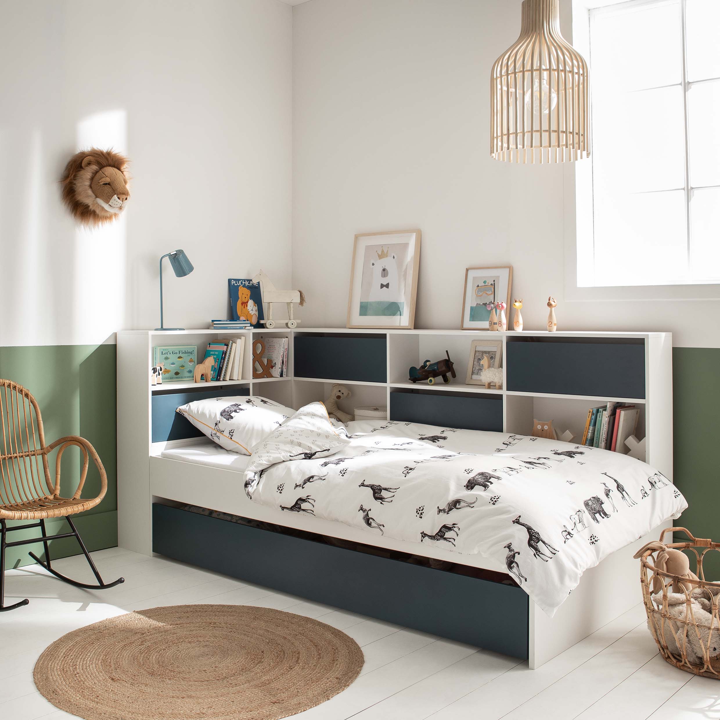 Meuble 9 panières pour enfant bleu gris - Décoration chambre enfant -  Meuble enfant - Meuble