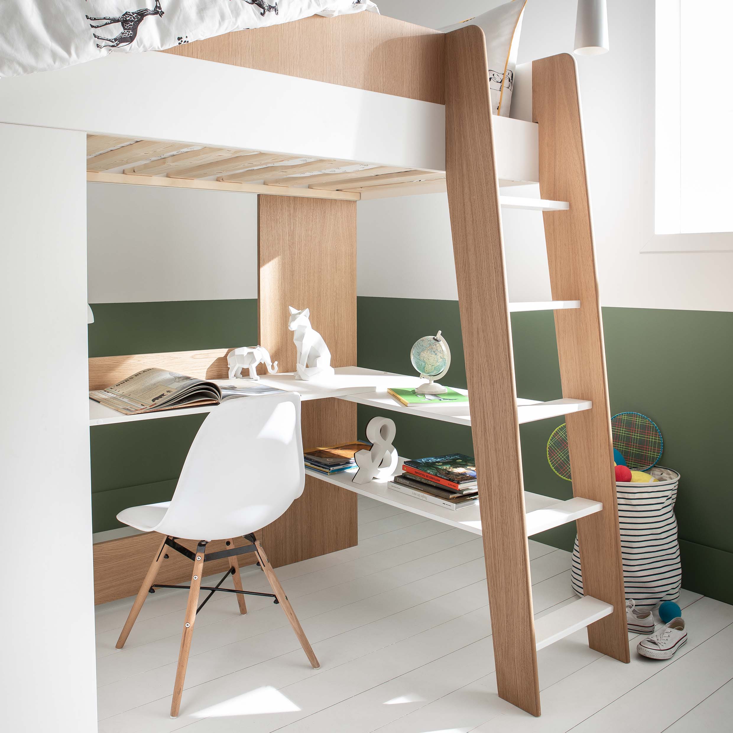 Lit ado Mezzanine OSLO Blanc/ Bois