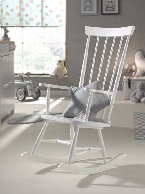 chaise à bascule blanc en bois massif