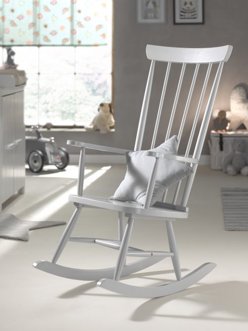 chaise à bascule gris en bois massif