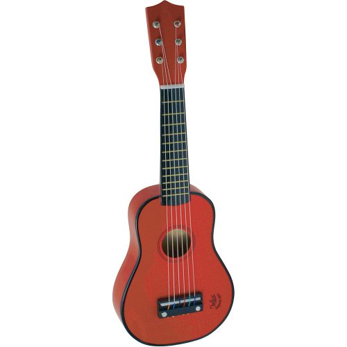 Guitare rouge en bois avec vrai cordes pour enfant vilac