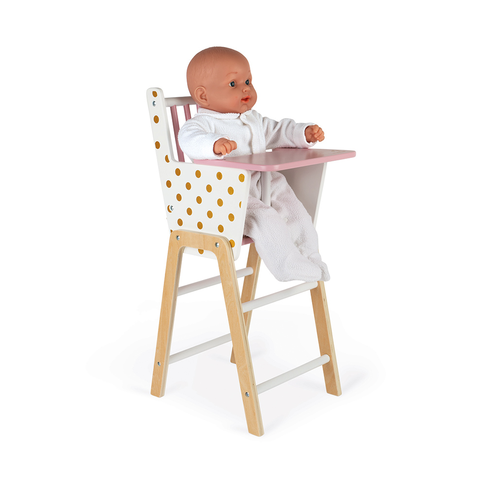 Chaise haute pour poupée en bois CANDY CHIC