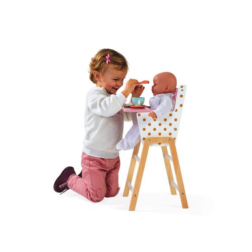 Chaise haute pour poupée en bois pour enfant de 3 à 6 ans