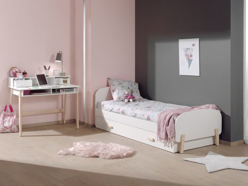 chambre macaron blanc avec bureau lit et tiroir
