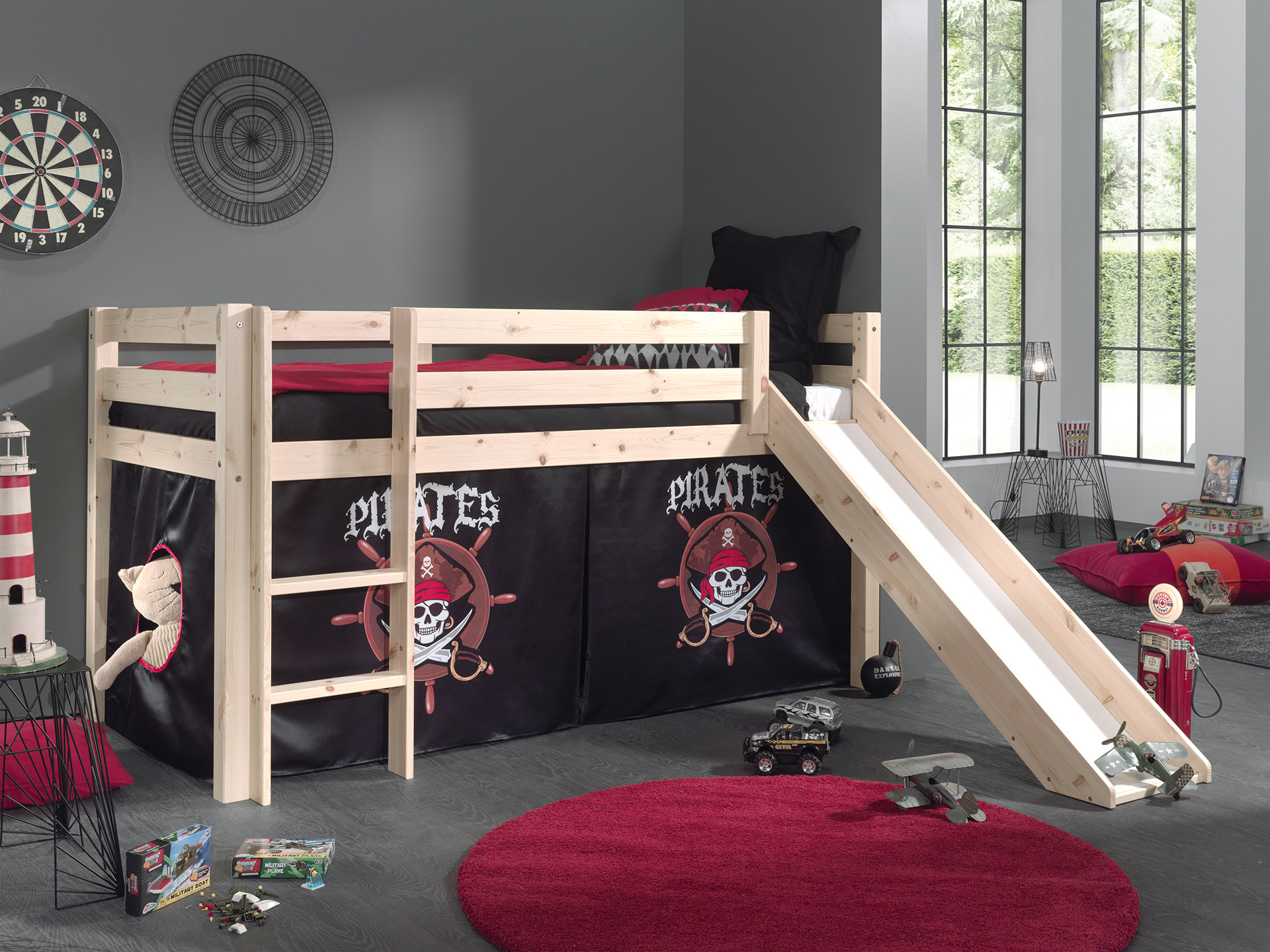 Lit mihauteur TOBOGGAN Bois naturel