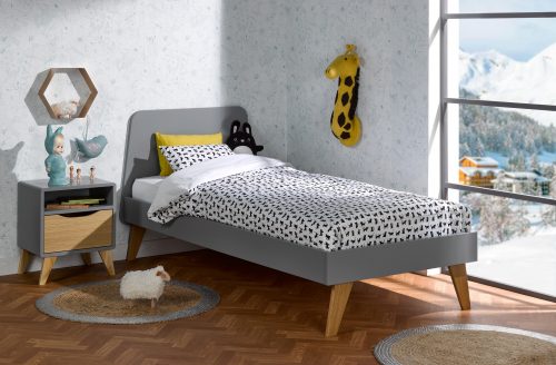 lit ado moderne et tendance gris avec chevet
