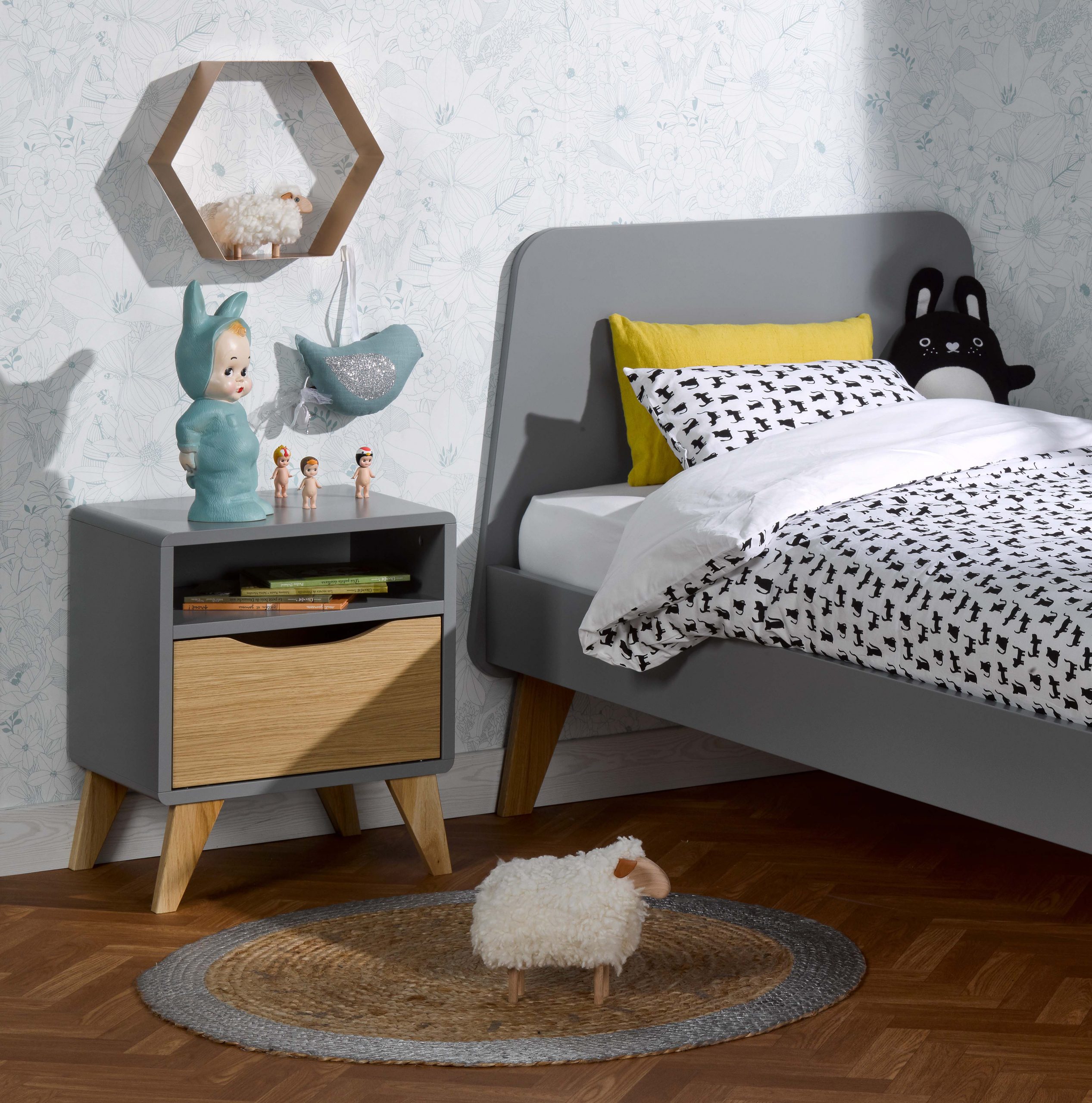 Chevet SCANDINAVE Gris /Bois Chevet SCANDINAVE Gris /Bois
