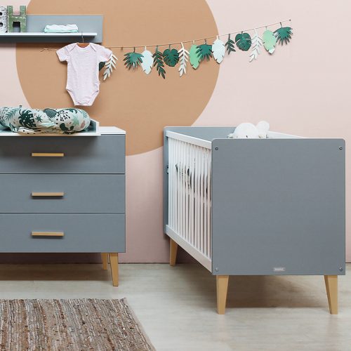 berceau bébé gris blanc bois Alix