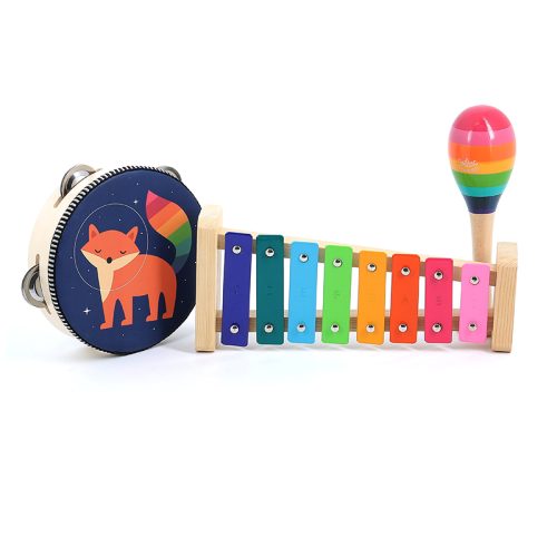 Set musical rainbow arc en ciel marque VILAC instrument de musique en bois pour enfants magasin de jouets en bois à st pierre 97410 livraison LA REUNION 974