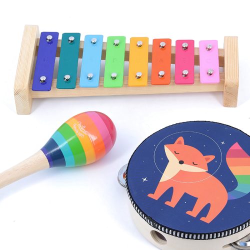Set musical rainbow arc en ciel marque VILAC instrument de musique en bois pour enfants magasin de jouets en bois à st pierre 97410 livraison LA REUNION 974