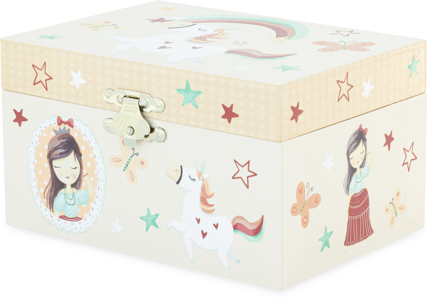 The San Francisco Music Box Company Friendship – Joyería Musical De Unicornio Magico De 2 Cajones Con Collar De Corazon De Unicornio