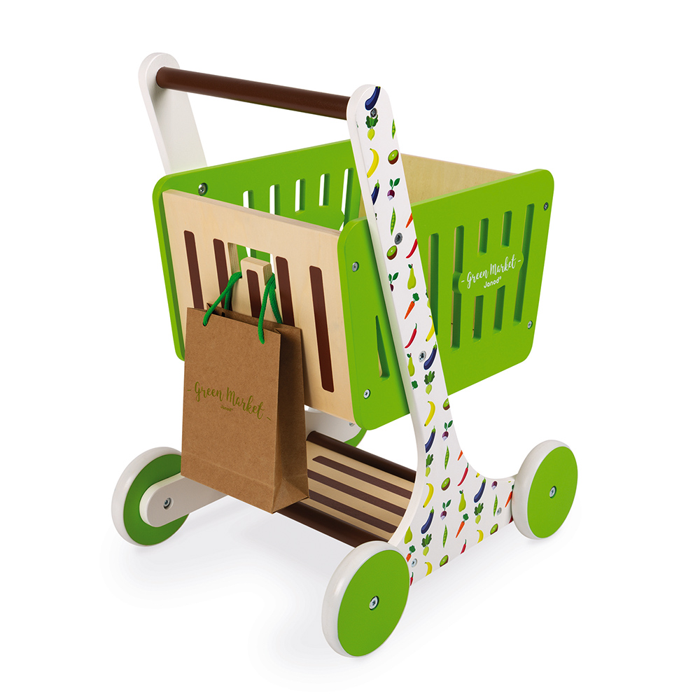 Chariot de courses de supermarché en bois