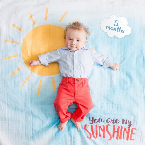 Lange en coton & cartes naissance "You are my sunshine" idee cadeau naissance original et tendance