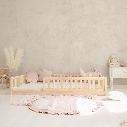 Lit Montessori 2 PLACES 140x200 avec barrière MIKKEL tendance scandinave boutique de meuble pour enfant lit sécurisé en bois massif saint pierre ile de la reunion 974