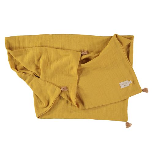 Couverture en coton bio TREASURE FARNIENTE YELLOW NOBODINOZ