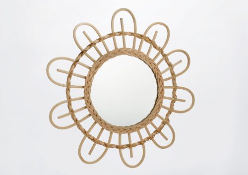 Miroir à suspendre Cadre en forme de fleur et en rotin livraison ile de la reunion