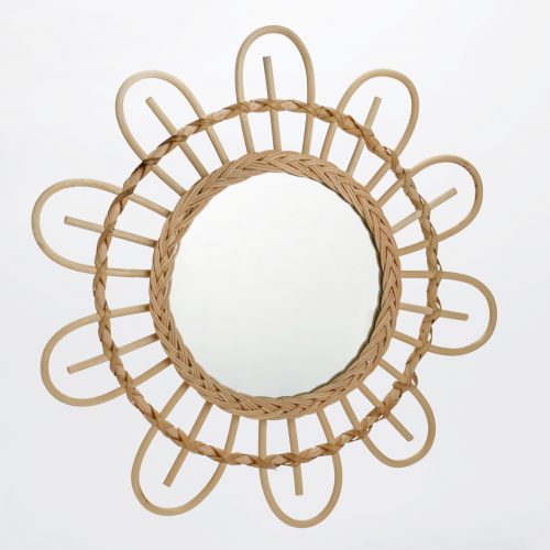 Miroir à suspendre Cadre en forme de fleur et en rotin livraison ile de la reunion