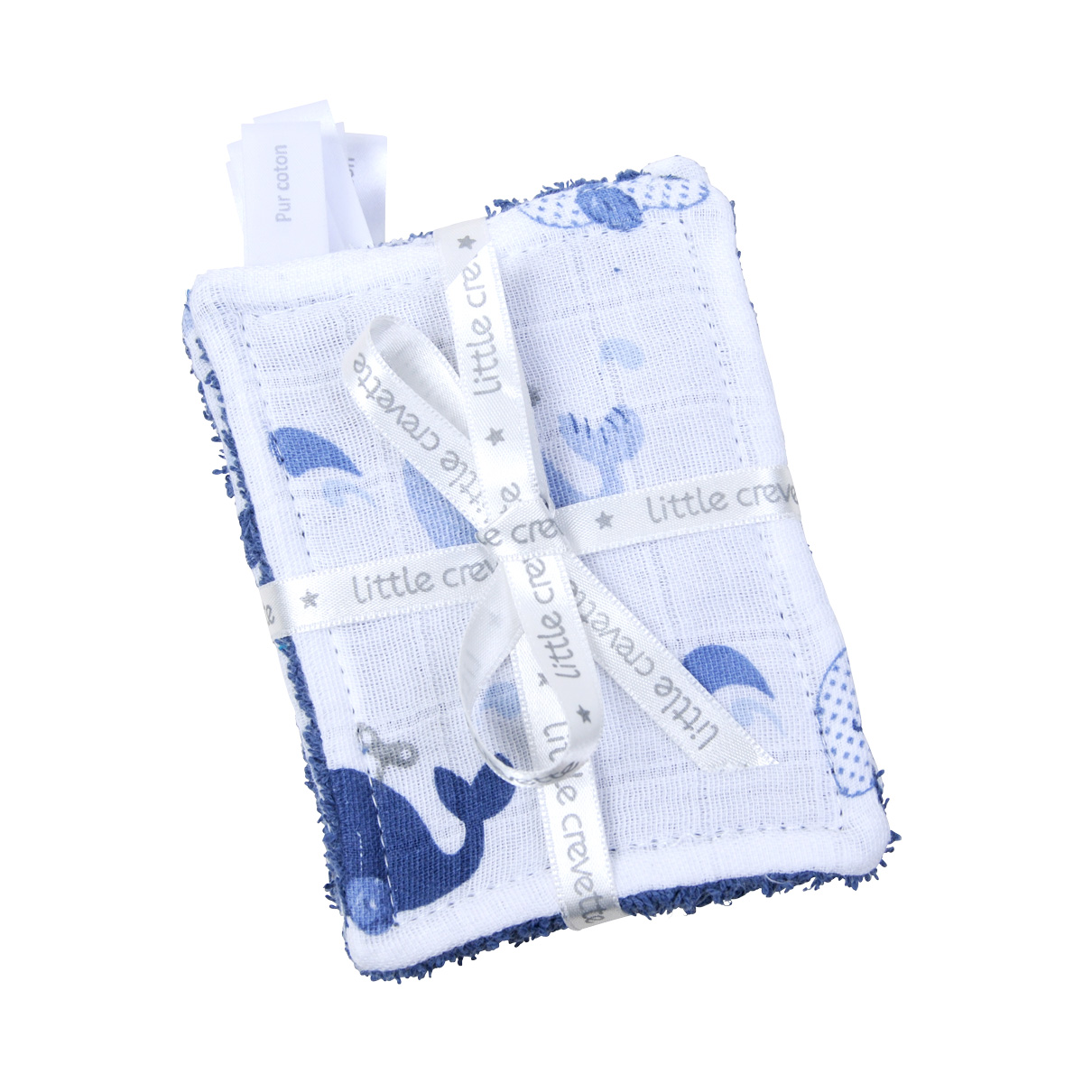 Lot De 6 Lingettes Lavables Baleine En Coton Bio