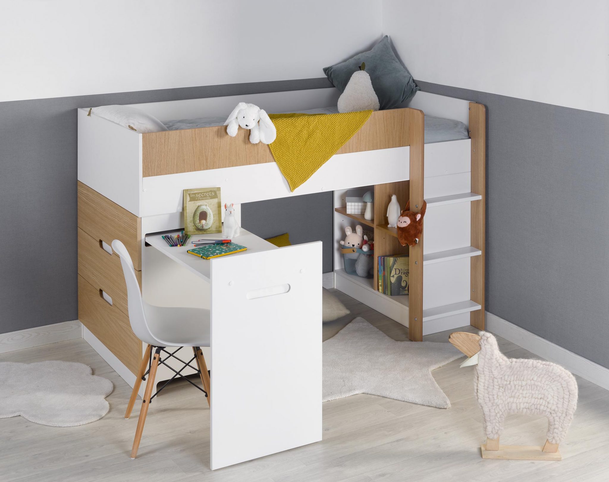 Lit Mi Hauteur Enfant Avec Bureau