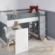 Lit mi-hauteur complet avec bureau et rangement OSLO Blanc/ Vert mousse magasin de meuble pour enfant saint pierre reunion 974