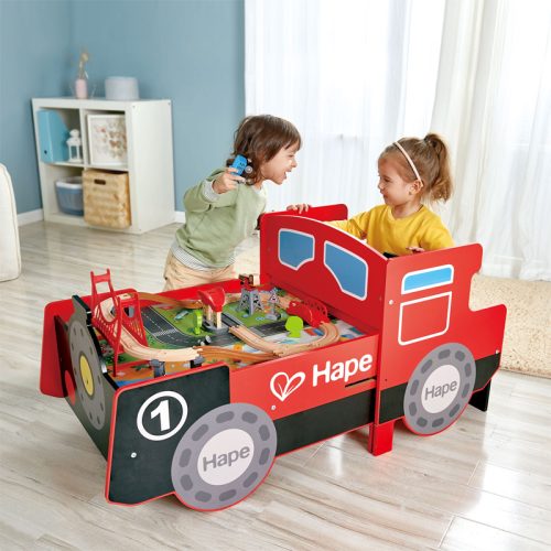 Table train locomotive en bois circuit de train marque HAPE magasin de jouets en bois à st pierre 97410 livraison la réunion 974
