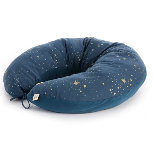 Coussin d'allaitement en coton bio GOLD STELLA NIGHT BLUE