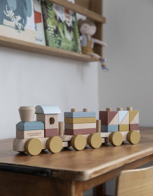 Train à blocs en bois PURE & NATURE revendeur little dutch officiel magasin jouet enfant saint pierre ile de la réunion