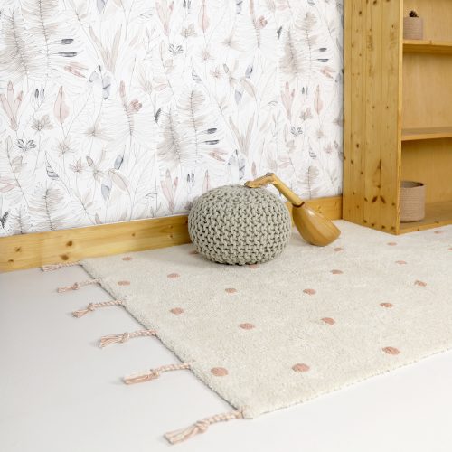 Tapis rectangle en coton POIS ROSE