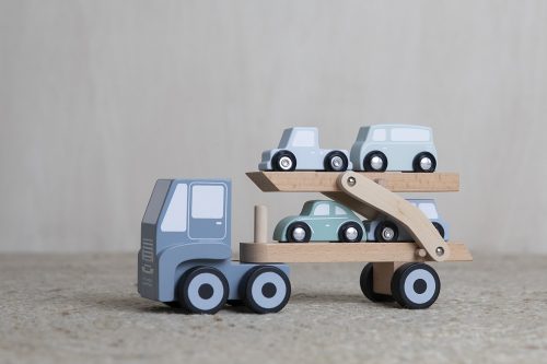 Camion transporteur en bois BLEU magasin jouets et enfants st pierre reunion sud