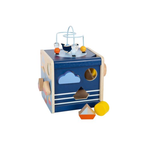 Cube d’activité et de motricité en bois OCEAN jeu éveil bébé boutique de jouets pour enfants saint pierre 97410 reunion livraison 974