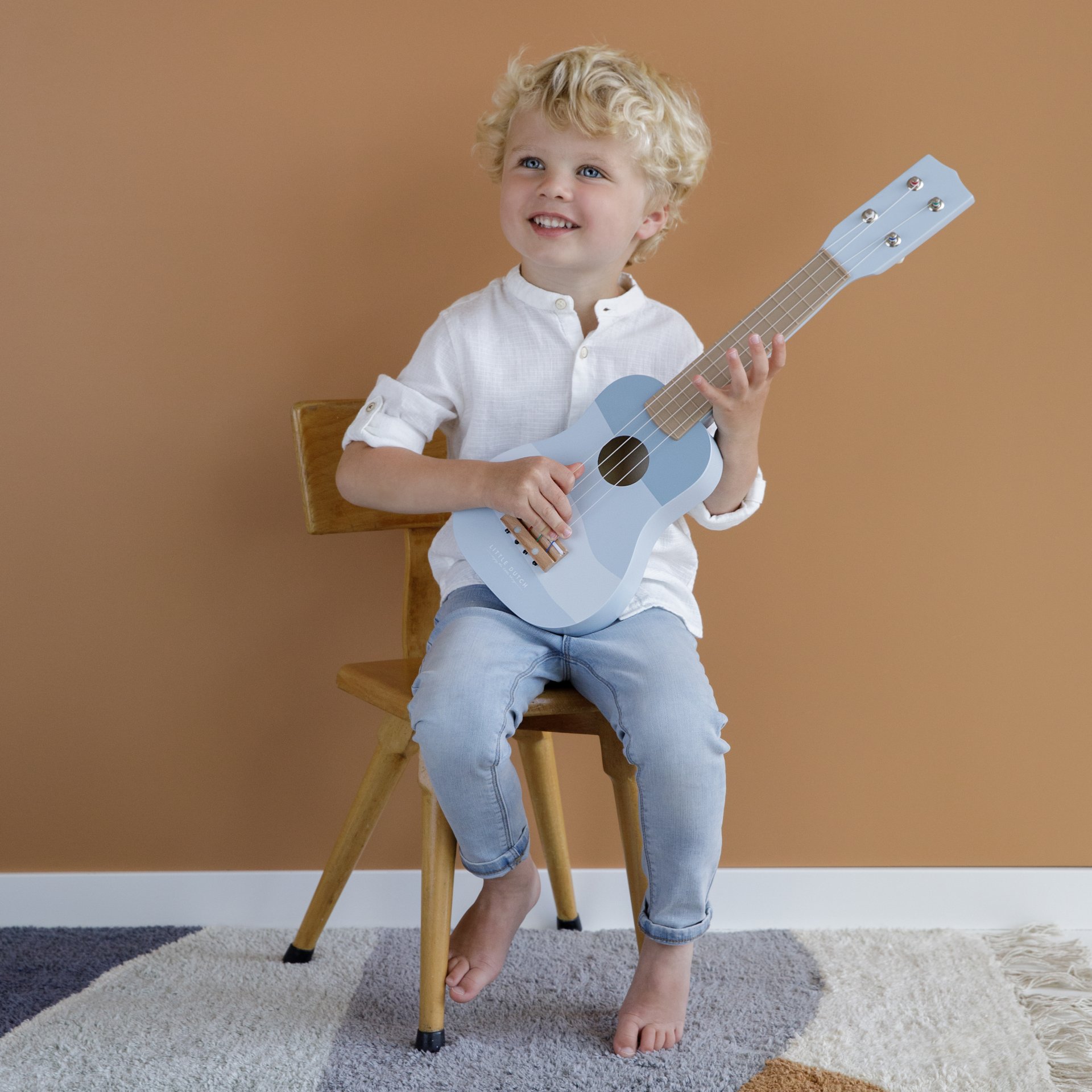 Jouet Enfant Guitare Bleue en Bois