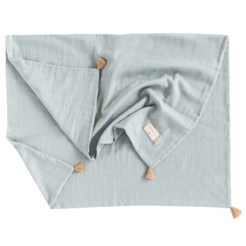 Couverture en coton bio TREASURE RIVIERA BLUE livraison NOBODINOZ ile de la reunion