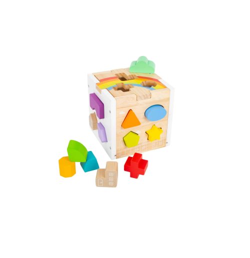 Cube à formes arc en ciel jeu montessori et motricité fine jouet en bois magasin de jouet à Saint Pierre 97410 La Réunion 974