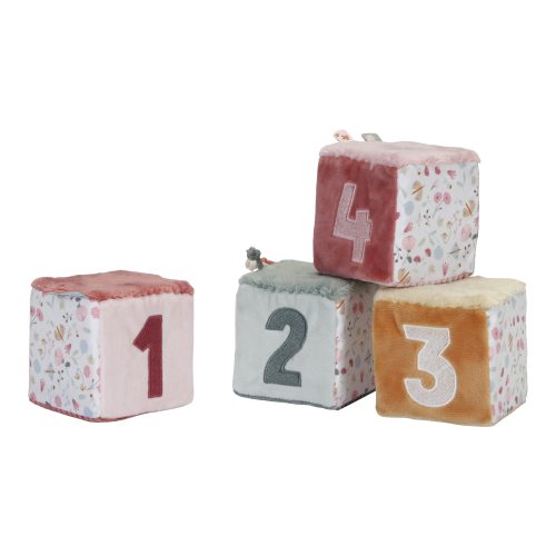Ensemble de blocs souples et doux Lot de 4 Cubes en tissu FLOWERS & BUTTERFLIES revendeur LITTLE DUTCH saint pierre ILE DE LA REUNION 974
