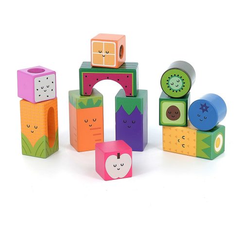 Cubes sonores en bois fruits et légumes revendeur VILAC magasin de jouets en bois à St Pierre 97410 livraison LA REUNION 974