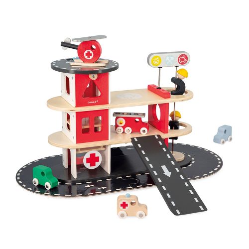 Caserne de pompier bolid revendeur officiel JANOD jouet en bois magasin de jouet saint pierre 97410 La Réunion 974