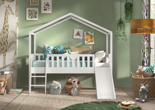 Lit cabane toboggan ELIOTT lit enfant mi hauteur magasin mobiliers enfant chambre enfants 97410 La Réunion St Pierre