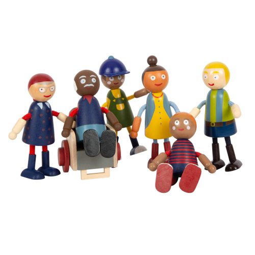 Famille de poupée souples avec fauteuil roulant EN BOIS boutique de jouets pour enfants saint pierre 97410 reunion livraison 974