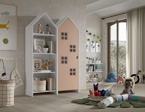 Armoire modulable et bibliothèque avec une porte de couleur pour chambre bébé et enfant décoration de chambre et mobilier saint pierre reunion 974 livraison à domicile